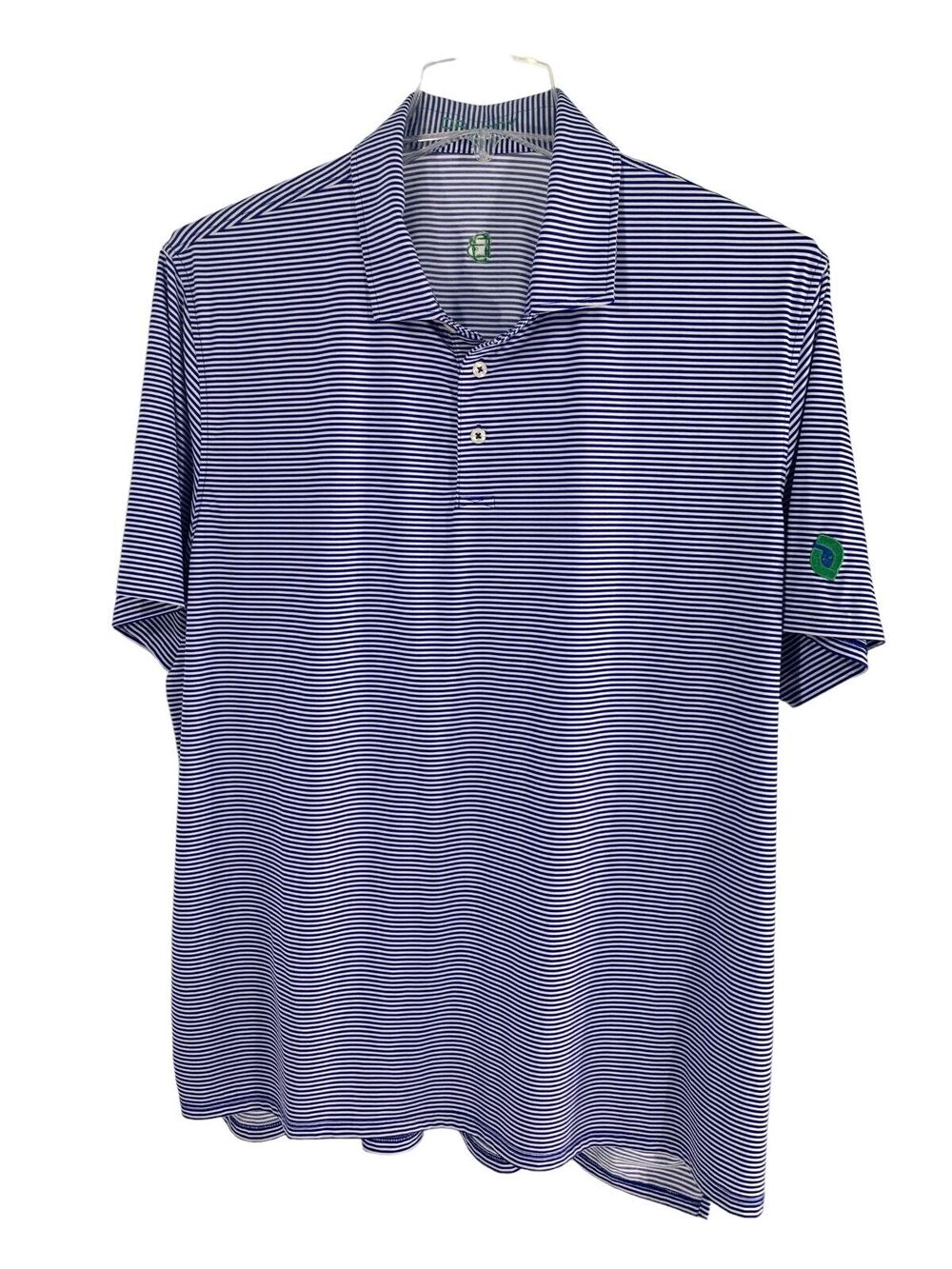 B Draddy Sport Golf Polo Shirt MADE USA Stretch Blue Striped Mens XXL